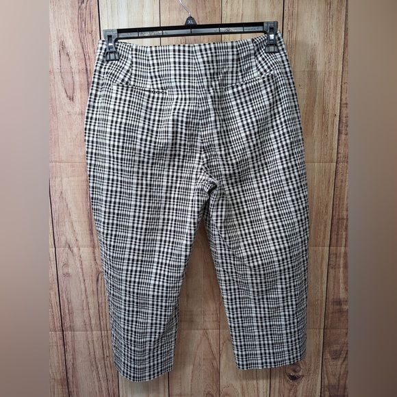 TALBOTS STRETCH CAPRIS GINGHAM BLACK WOMENS SIZE 8 vintage - Picture 2 of 5
